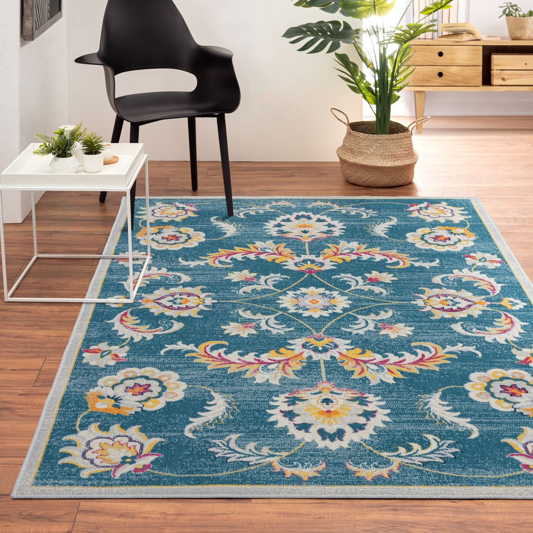 Galmu Blue 5'3 x 7'10 Indoor/Outdoor Rug - Thumbnail - Image 2