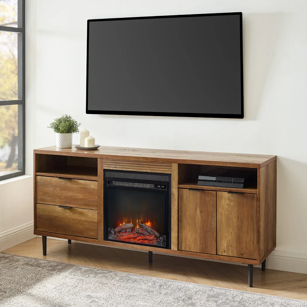 Gamesford Brown 60 in. Console, With Electric Fireplace - Thumbnail - Image 5