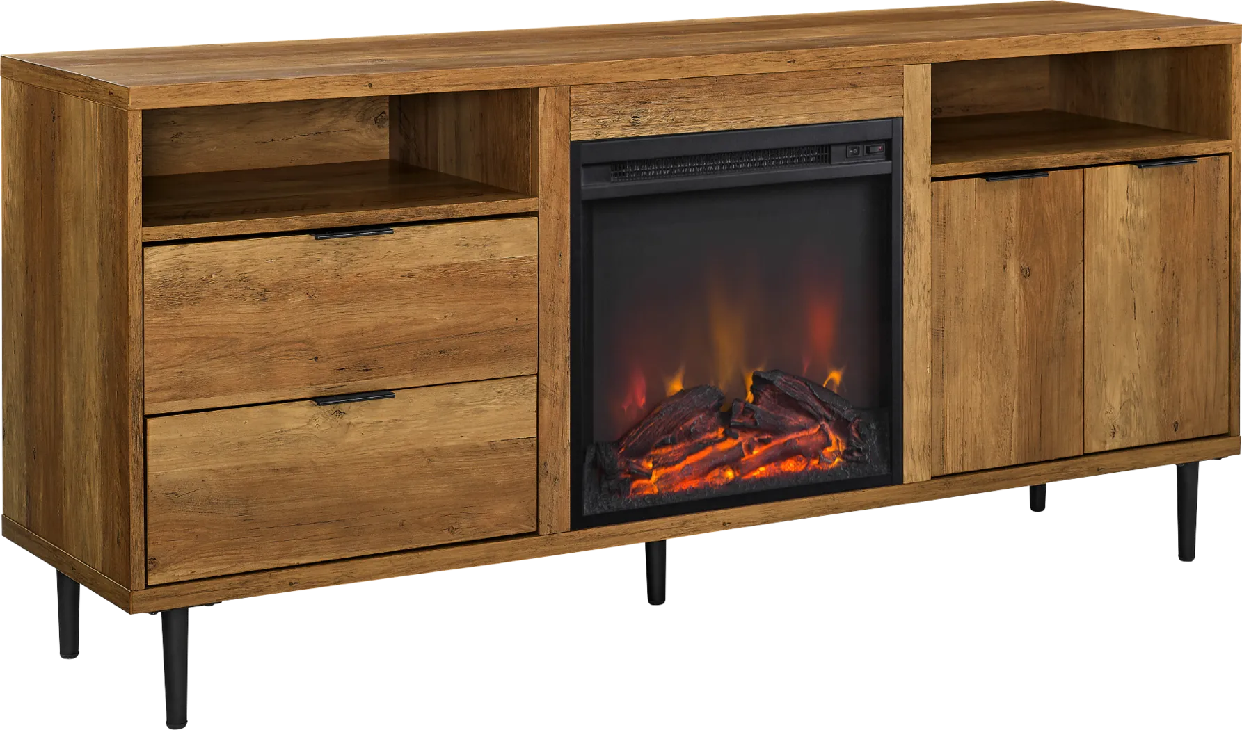 Gamesford Brown 60 in. Console, With Electric Fireplace - Thumbnail - Image 1
