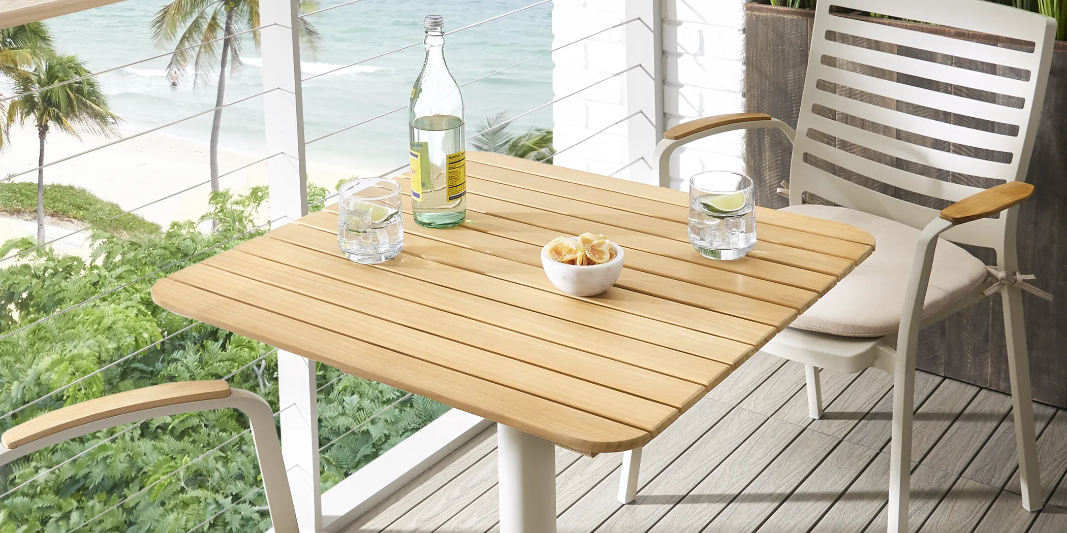 Garden View Sand 3 Pc Outdoor Dining Set with Flip Table - Thumbnail - Image 2