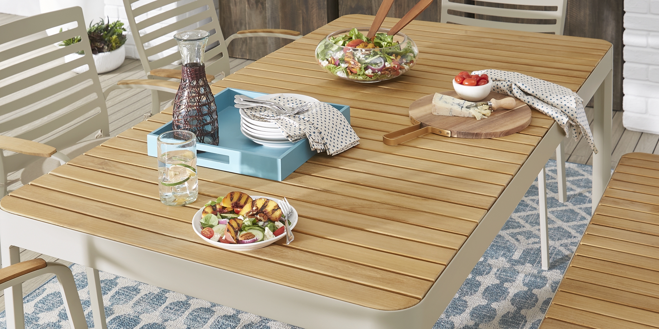 Garden View Sand 4 Pc Rectangle Outdoor Dining Set - Thumbnail - Image 2