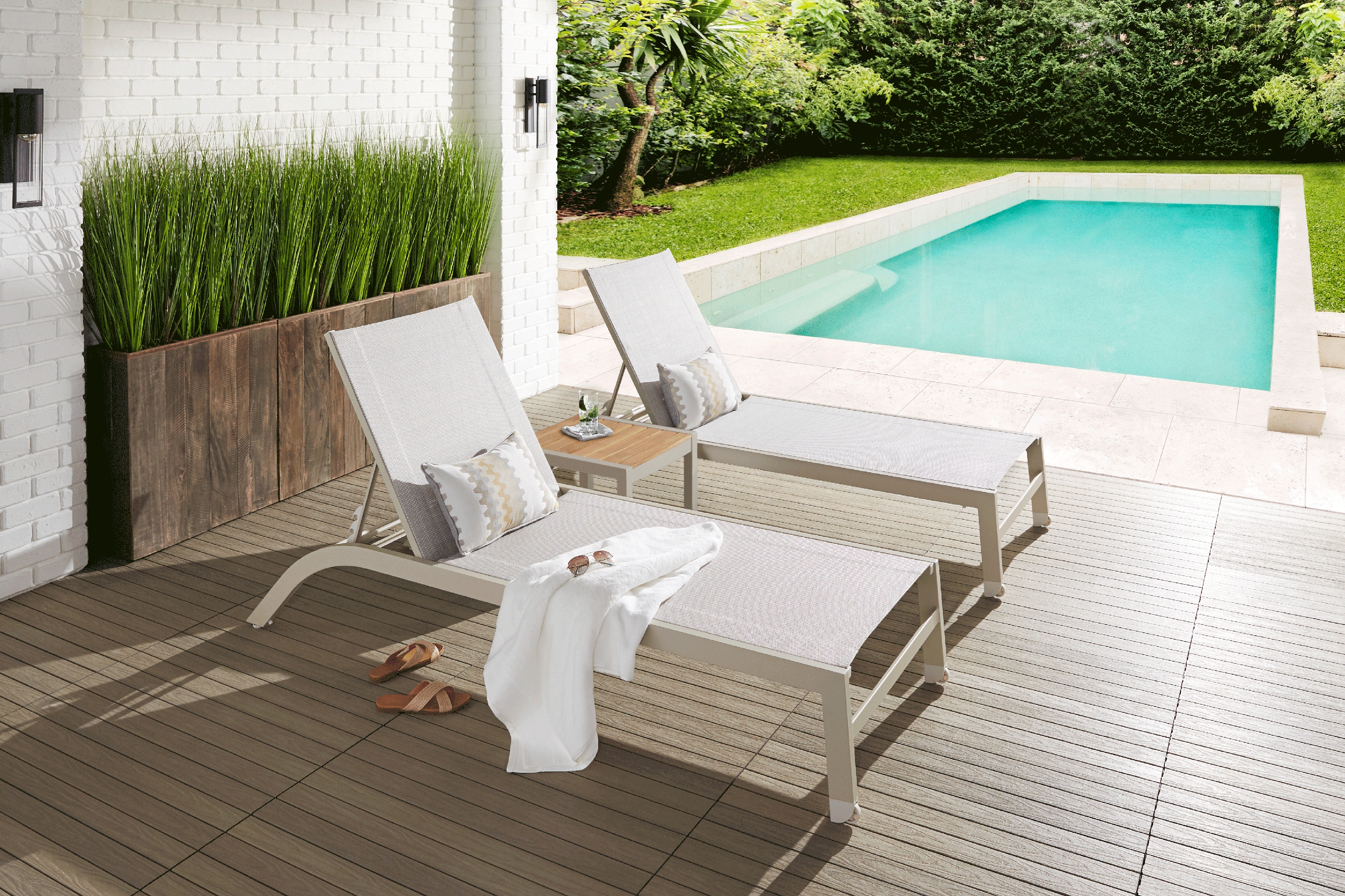 Garden View Sand Outdoor Chaise, Set of 2 - Thumbnail - Image 2