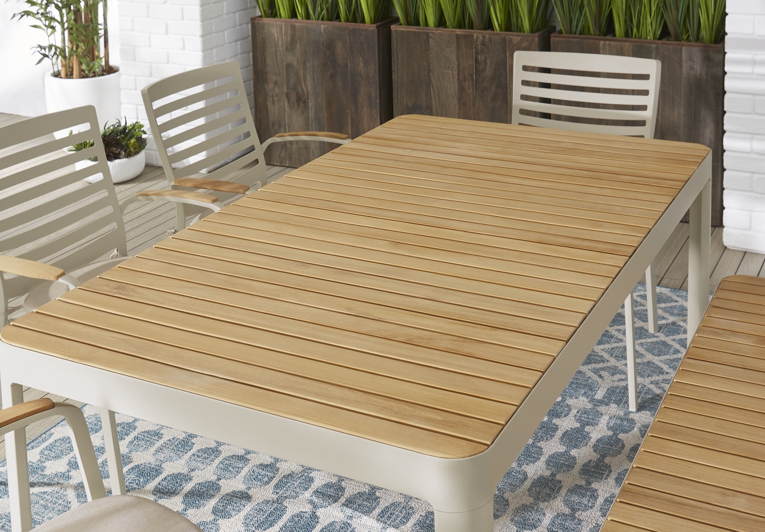 Garden View Sand 7 Pc Rectangle Outdoor Dining Set - Thumbnail - Image 3