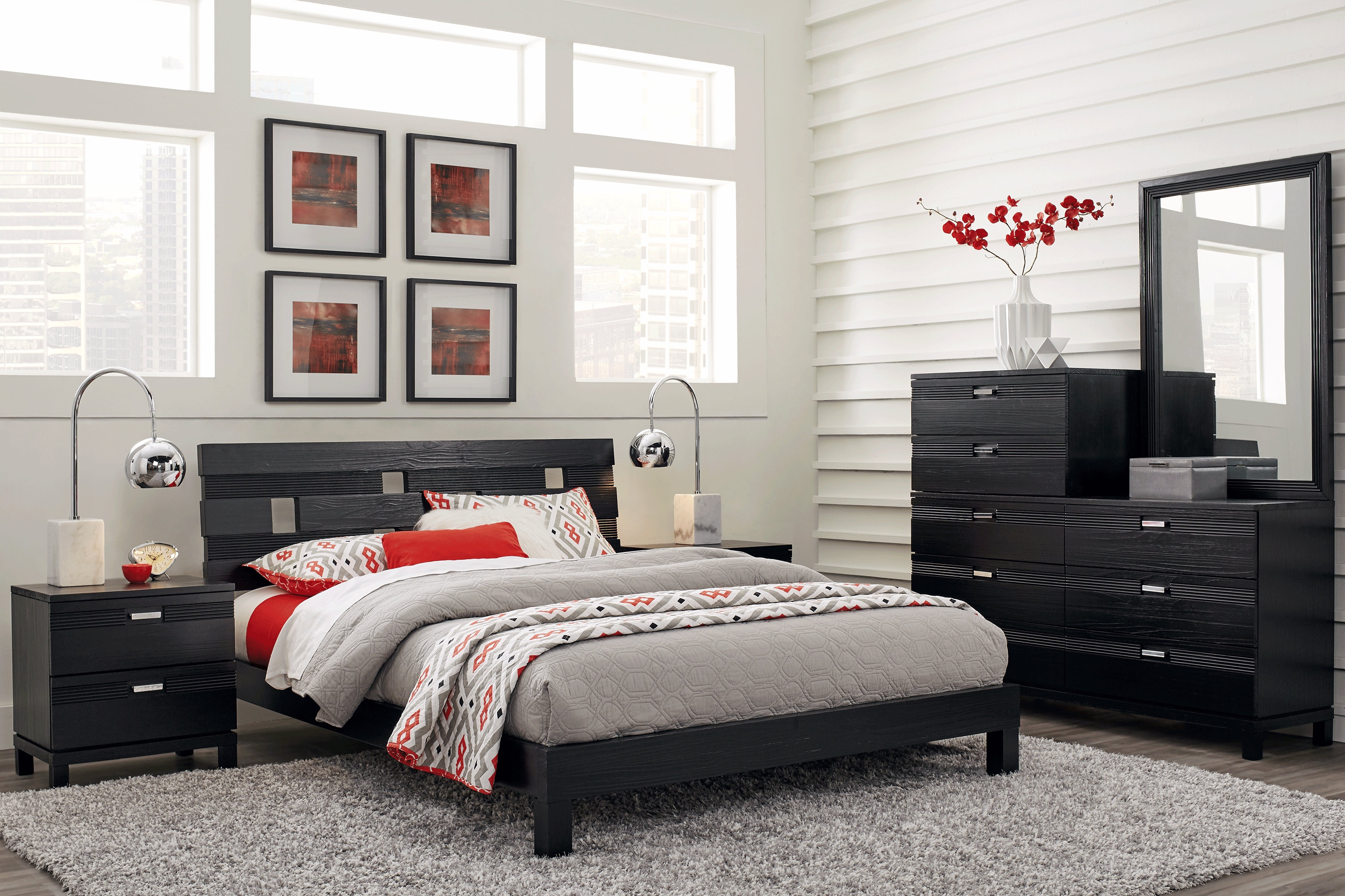 Gardenia Black 8 Pc Queen Platform Bedroom - Thumbnail - Image 1