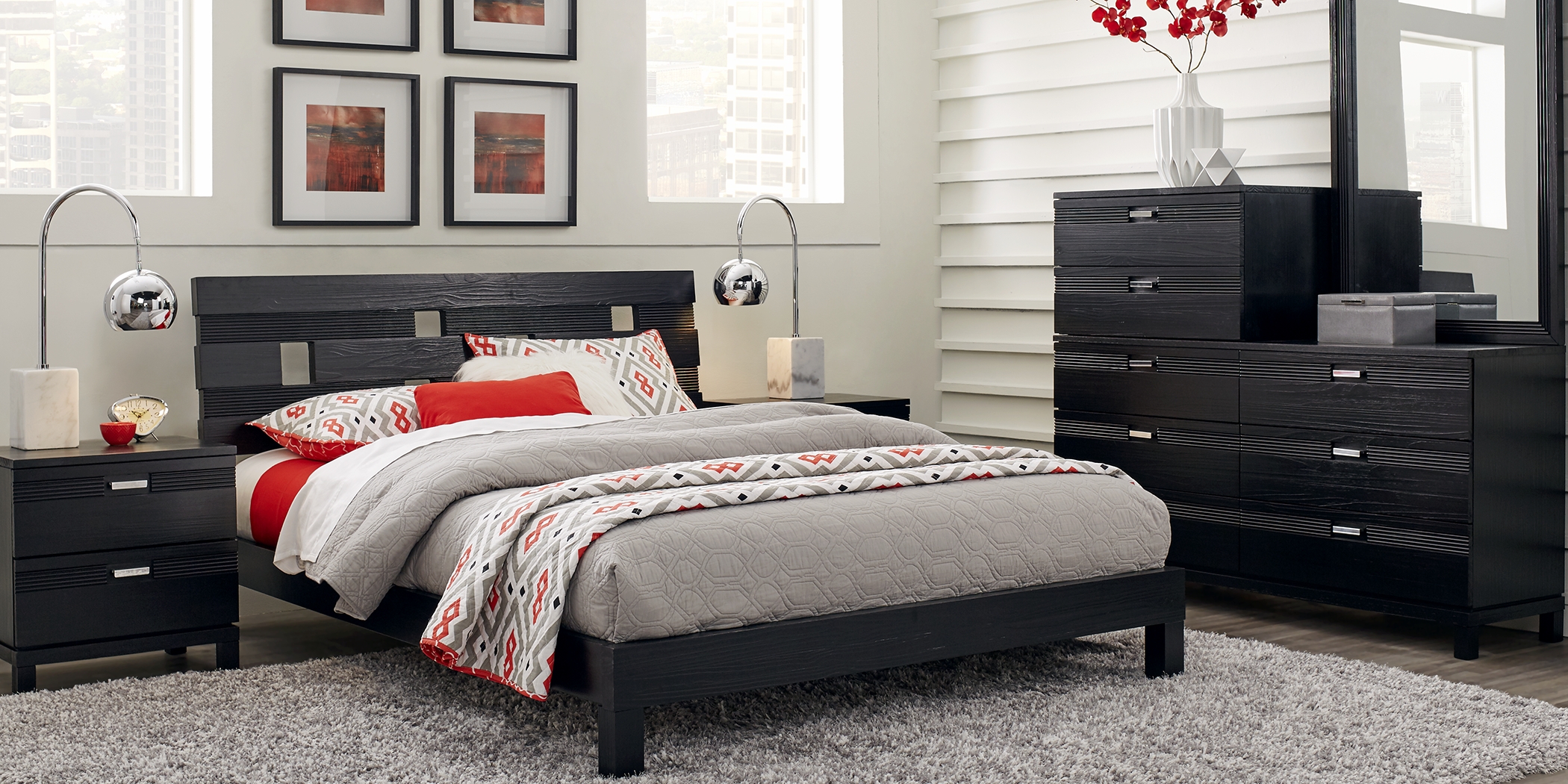 Gardenia Black 8 Pc Queen Platform Bedroom - Thumbnail - Image 1