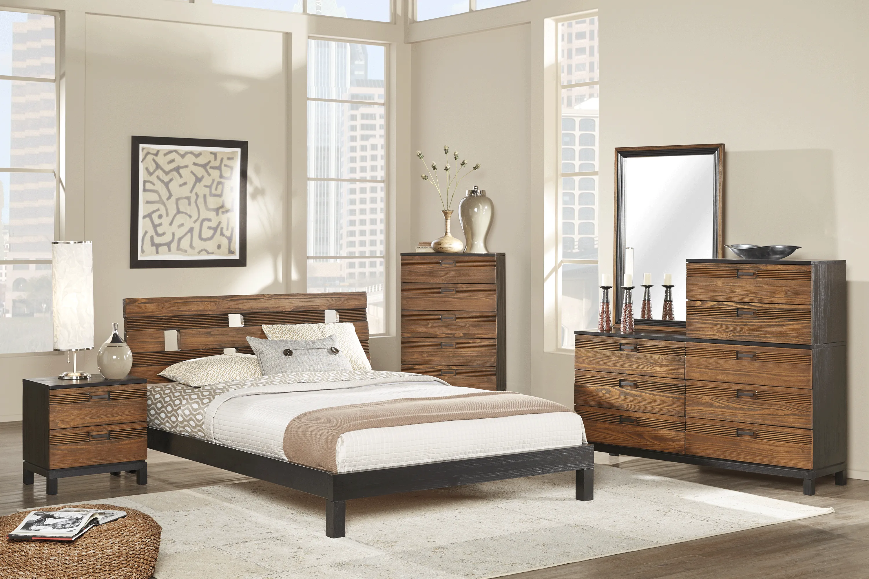 Gardenia Honey 5 Pc Queen Platform Bedroom - Thumbnail - Image 1