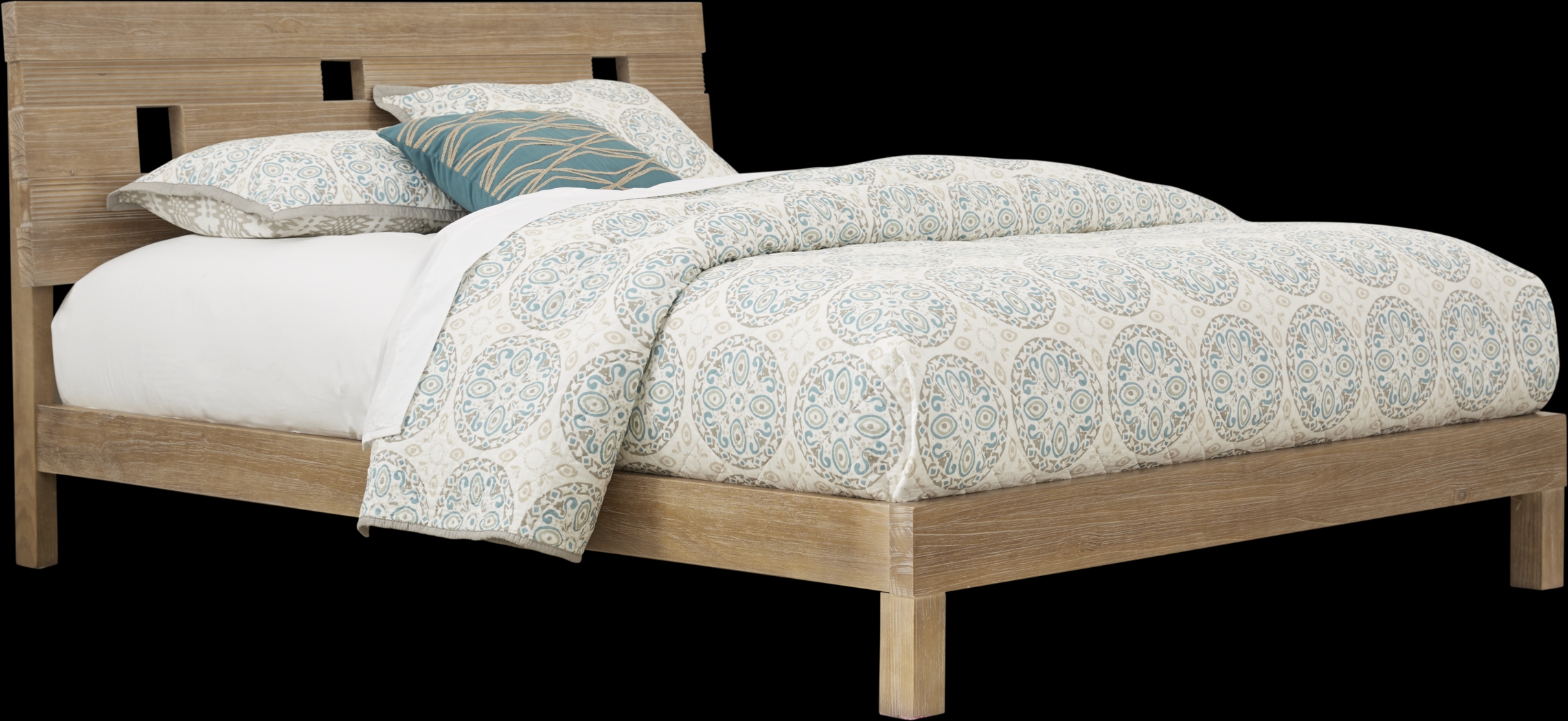 Gardenia Pecan Finish 3 Pc Queen Platform Bed - Thumbnail - Image 1