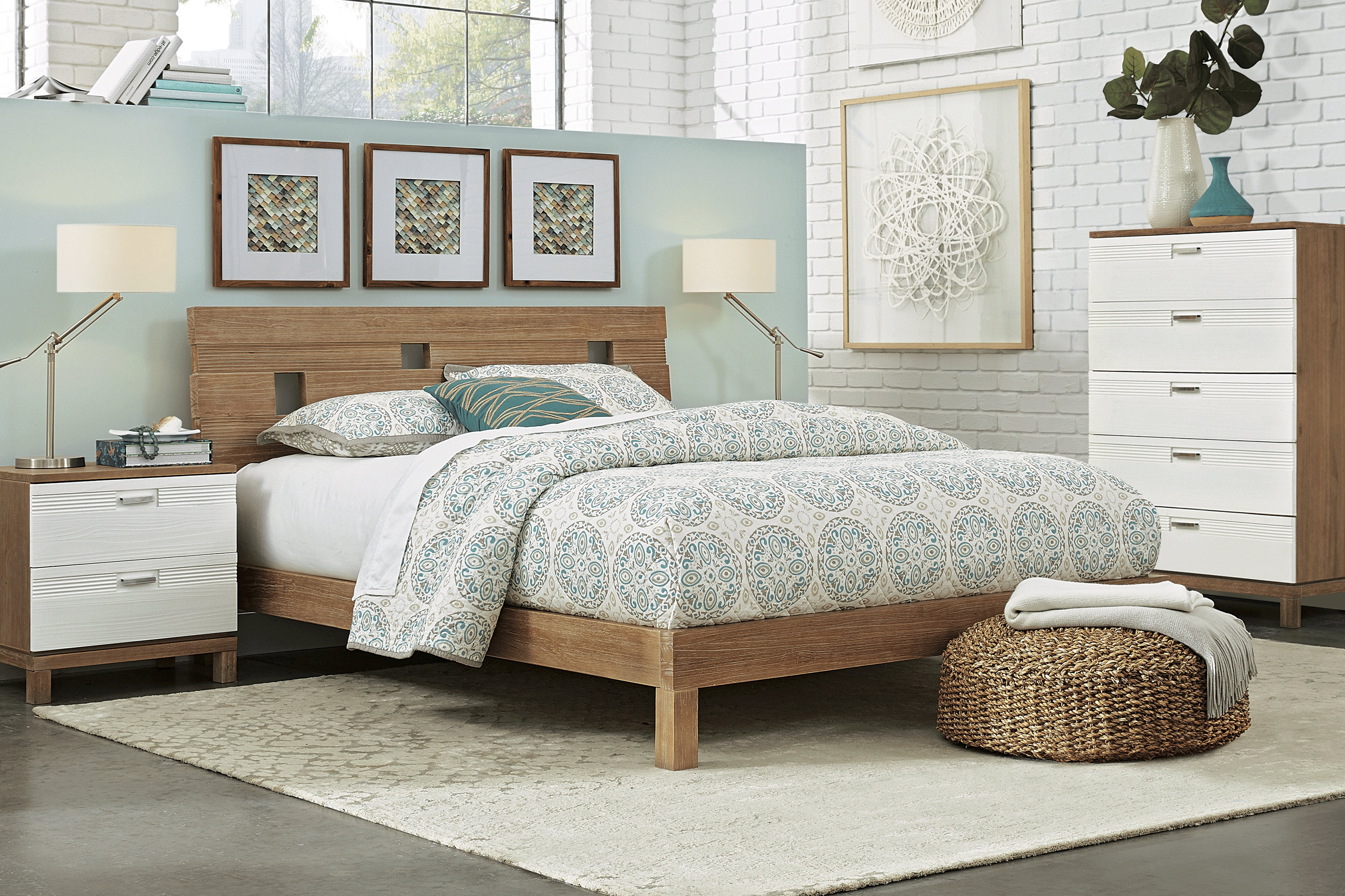 Gardenia Pecan 5 Pc Queen Platform Bedroom - Thumbnail - Image 1