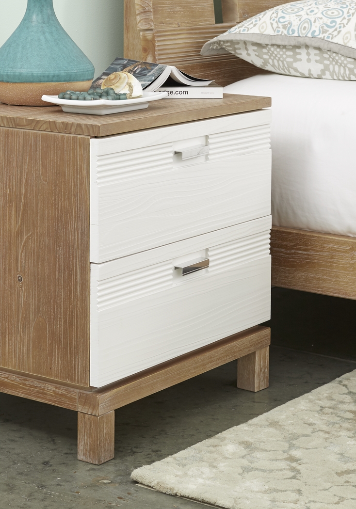 Gardenia Pecan 8 Pc Queen Bedroom with White Upholstered Bed - Thumbnail - Image 7