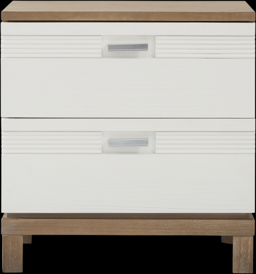 Gardenia Pecan 8 Pc Queen Bedroom with White Upholstered Bed - Thumbnail - Image 6