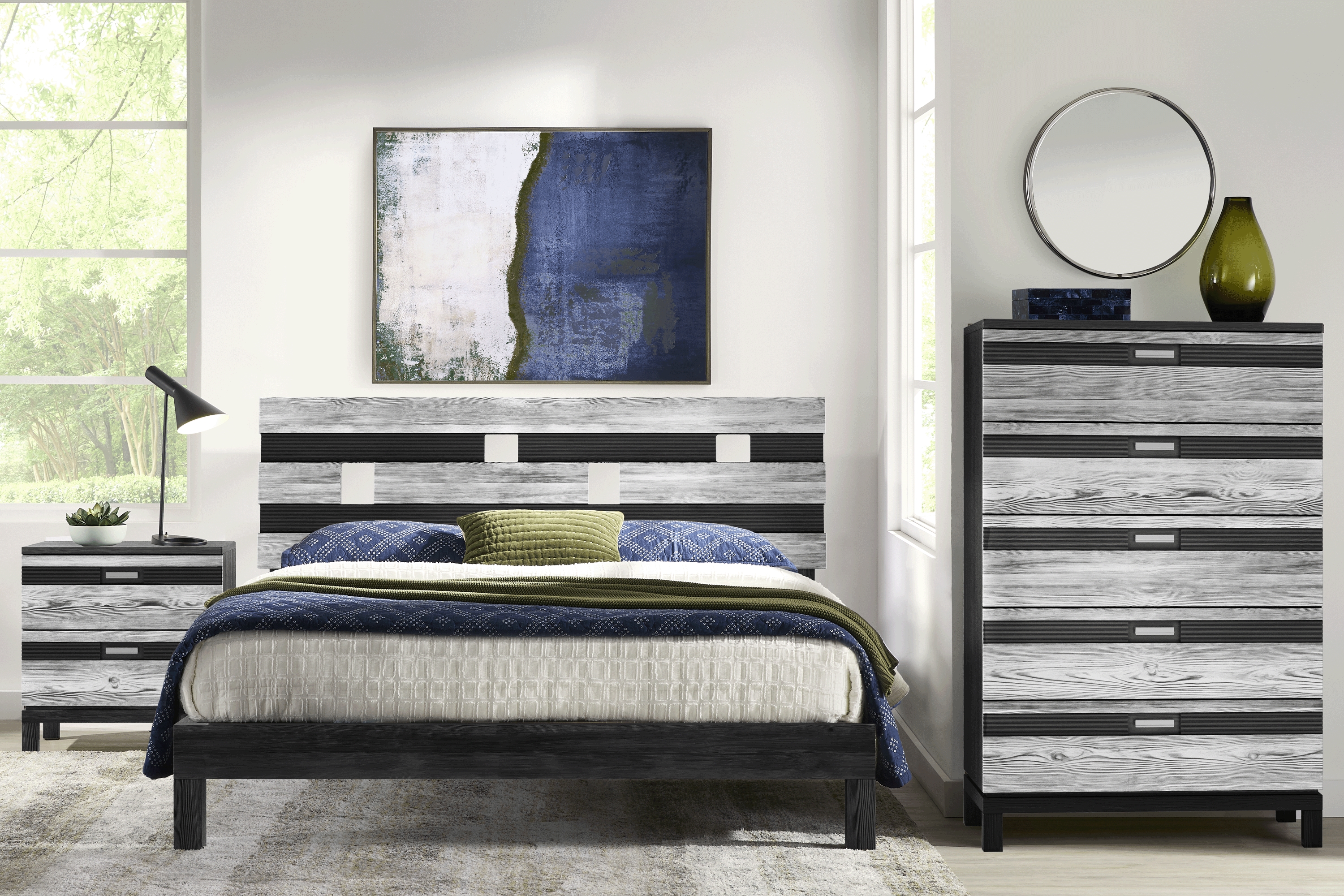 Gardenia Silver 5 Pc King Platform Bedroom - Thumbnail - Image 1