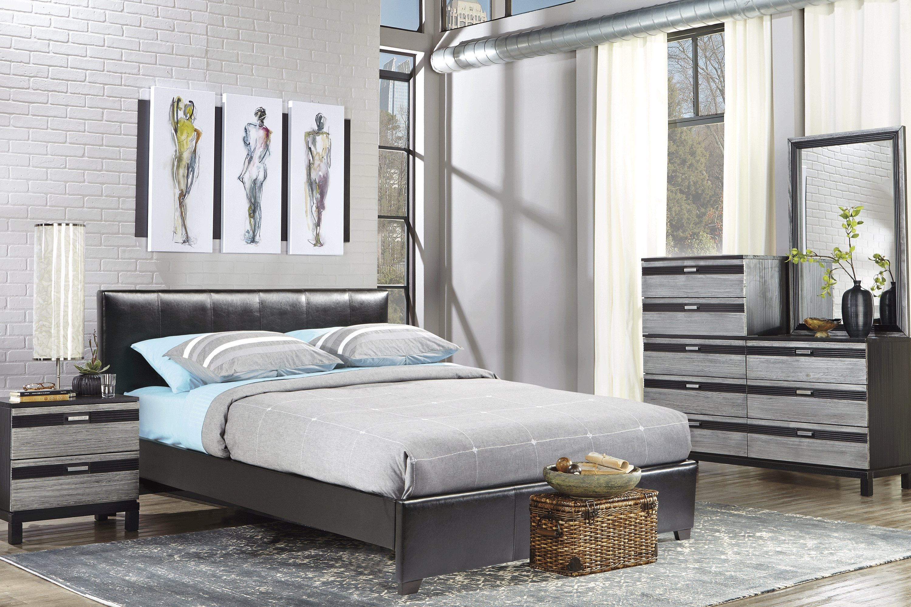 Gardenia Silver 5 Pc Queen Upholstered Bedroom - Thumbnail - Image 1