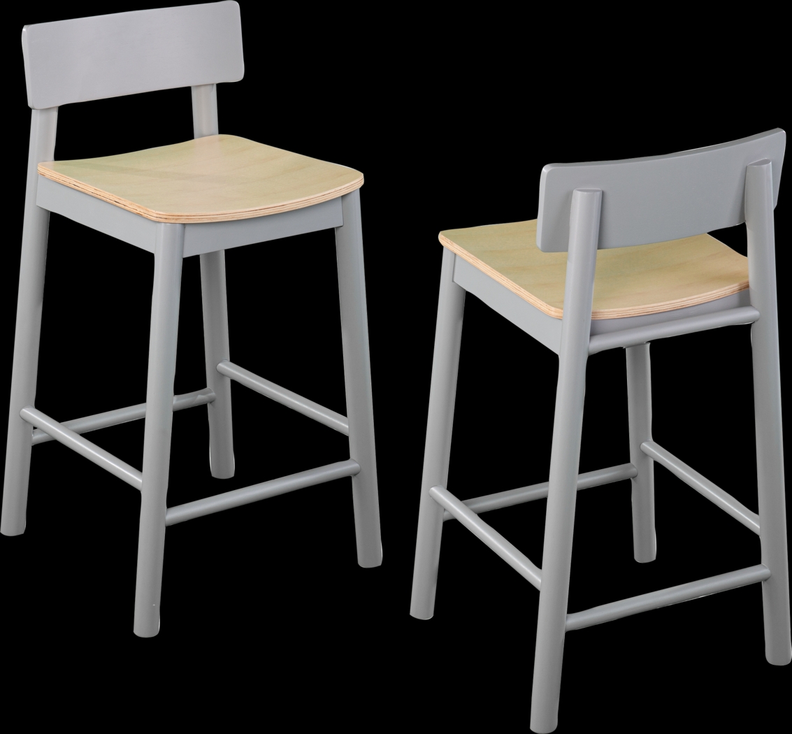 Garig Gray Counter Height Stool, Set of 2 - Thumbnail - Image 1