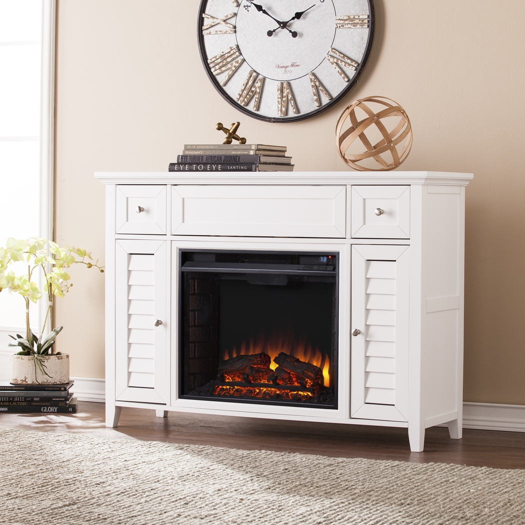 Gavenwood White 48 in. Console with Electric Fireplace - Thumbnail - Image 2