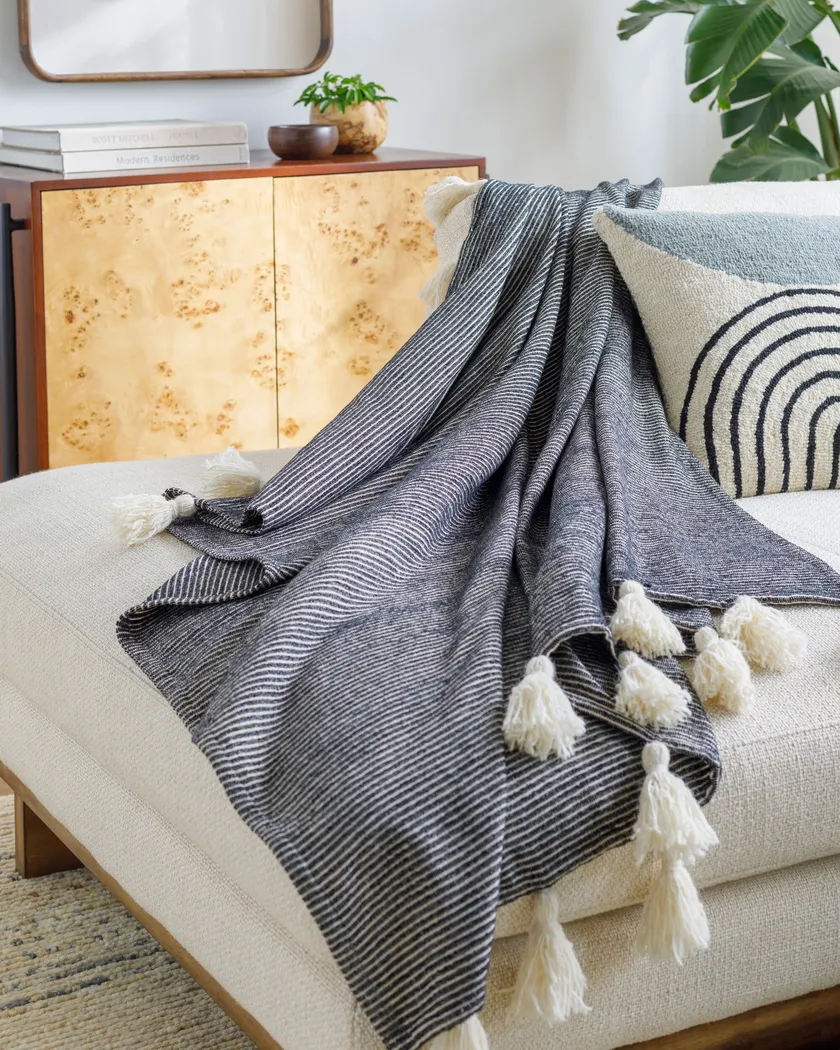 Gelila Black Throw Blanket - Thumbnail - Image 2