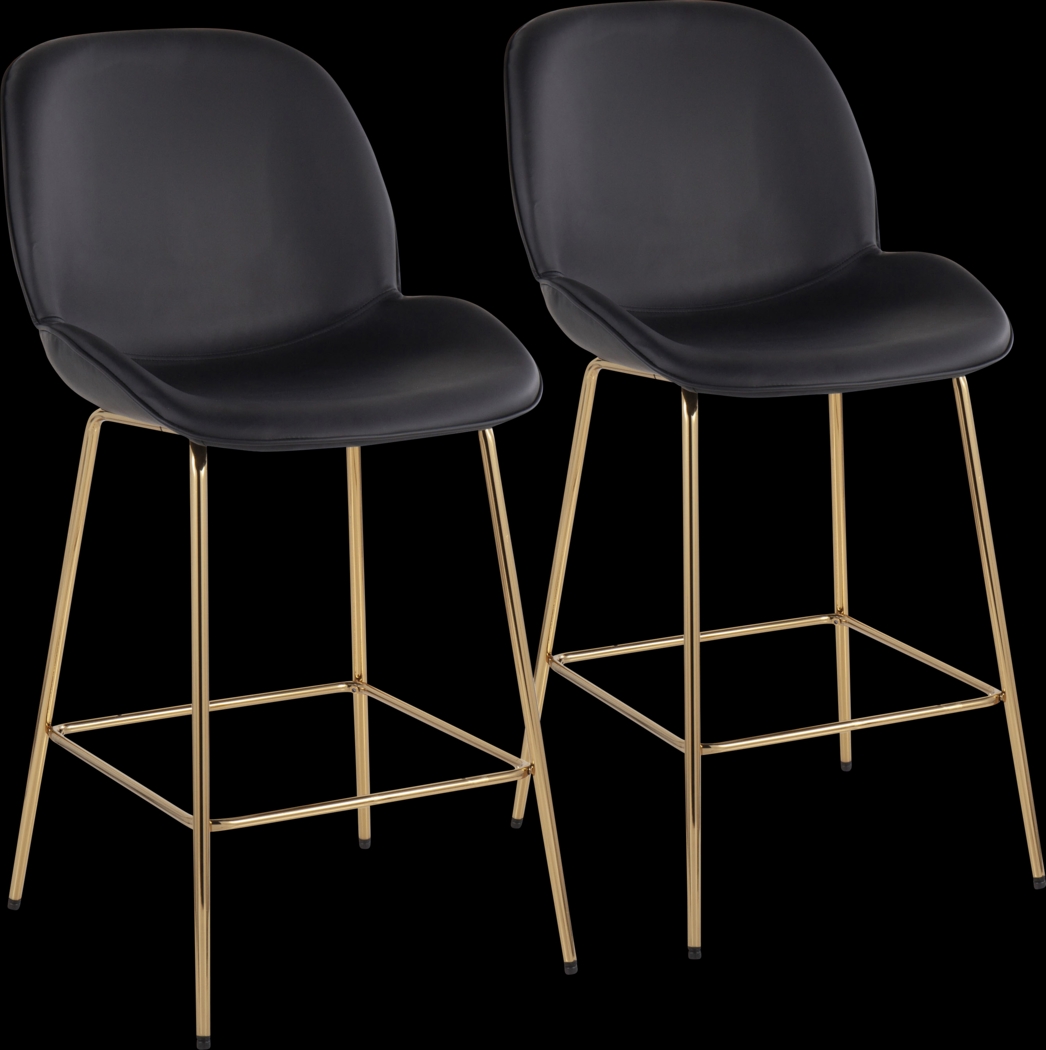 Gemma Faye Black Fabric Counter Height Stool, Set of 2 - Thumbnail - Image 1