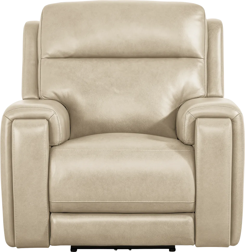 Genesis Beige Leather Dual Power Recliner - Image 2