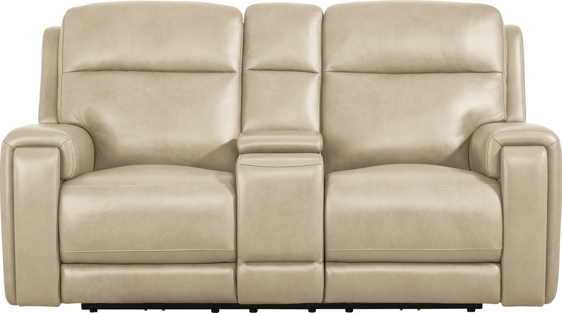 Genesis Beige Leather Dual Power Reclining Console Loveseat - Image 2
