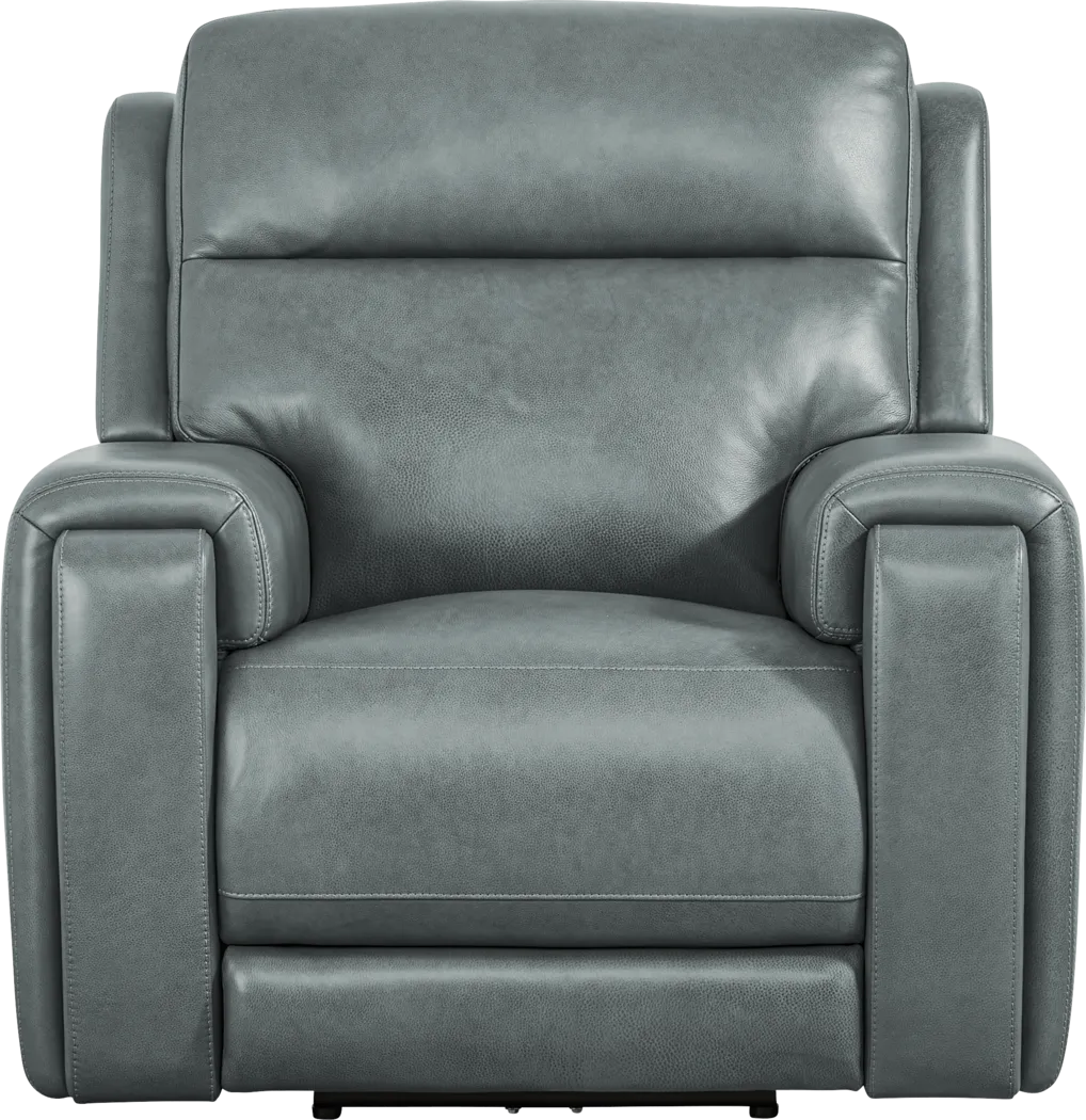 Genesis Blue Leather Dual Power Recliner - Image 3