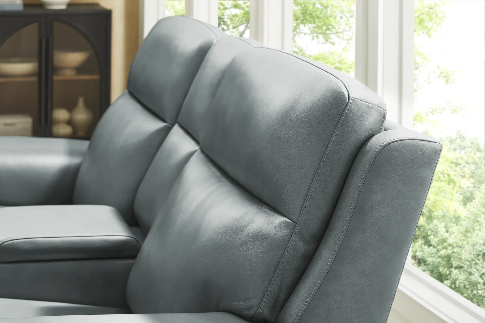 Genesis Blue Leather 2 Pc Dual Power Reclining Living Room - Image 8