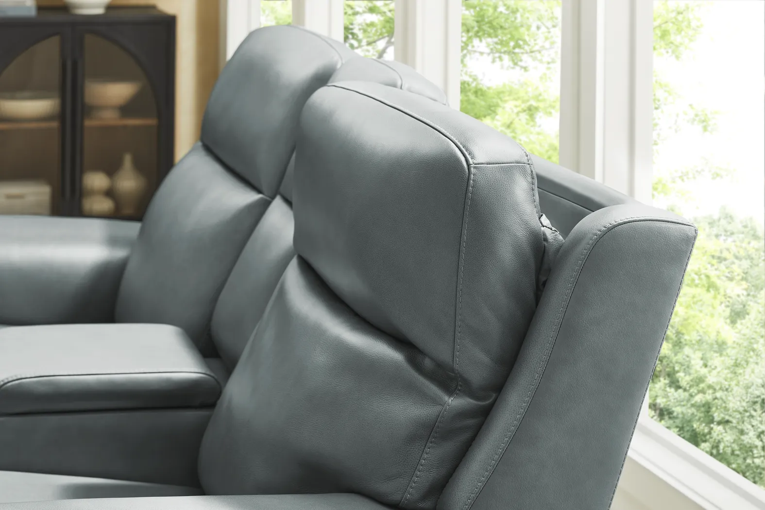 Genesis Blue Leather 2 Pc Dual Power Reclining Living Room - Image 9