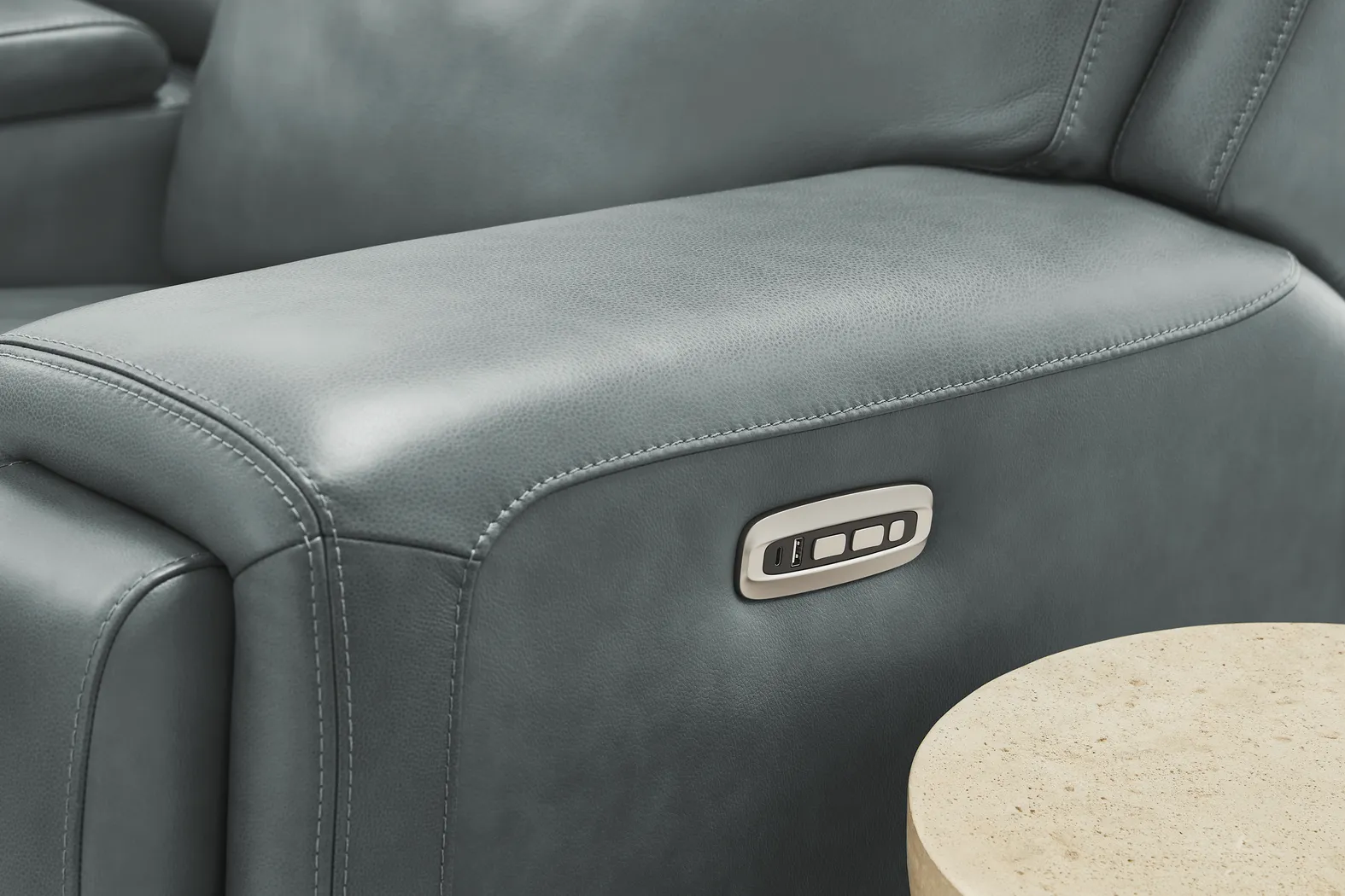 Genesis Blue Leather 2 Pc Dual Power Reclining Living Room - Image 12