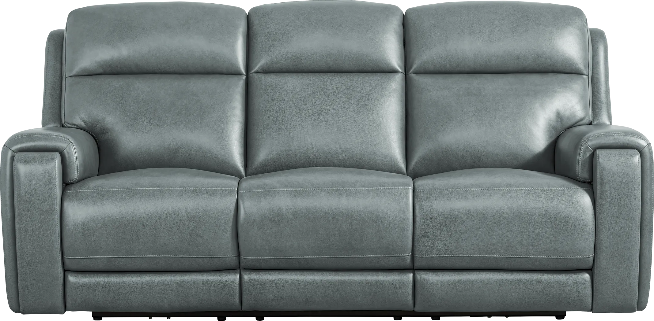Genesis Blue Leather Dual Power Reclining Sofa - Image 3