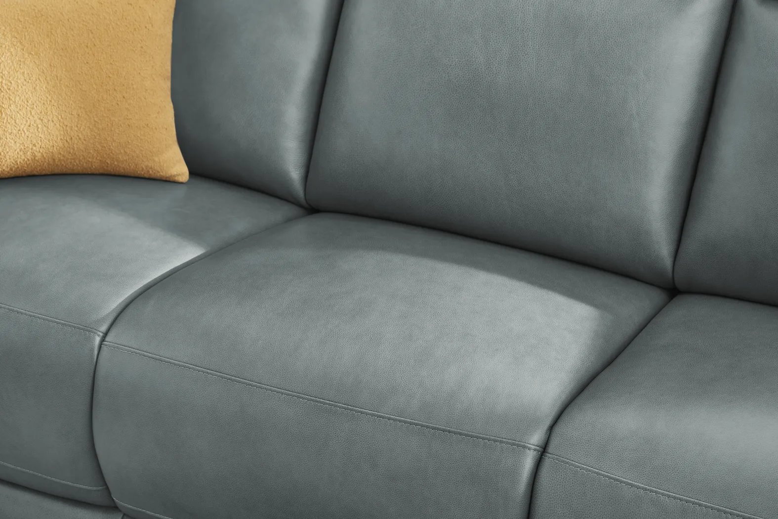 Genesis Blue Leather Dual Power Reclining Sofa - Image 4