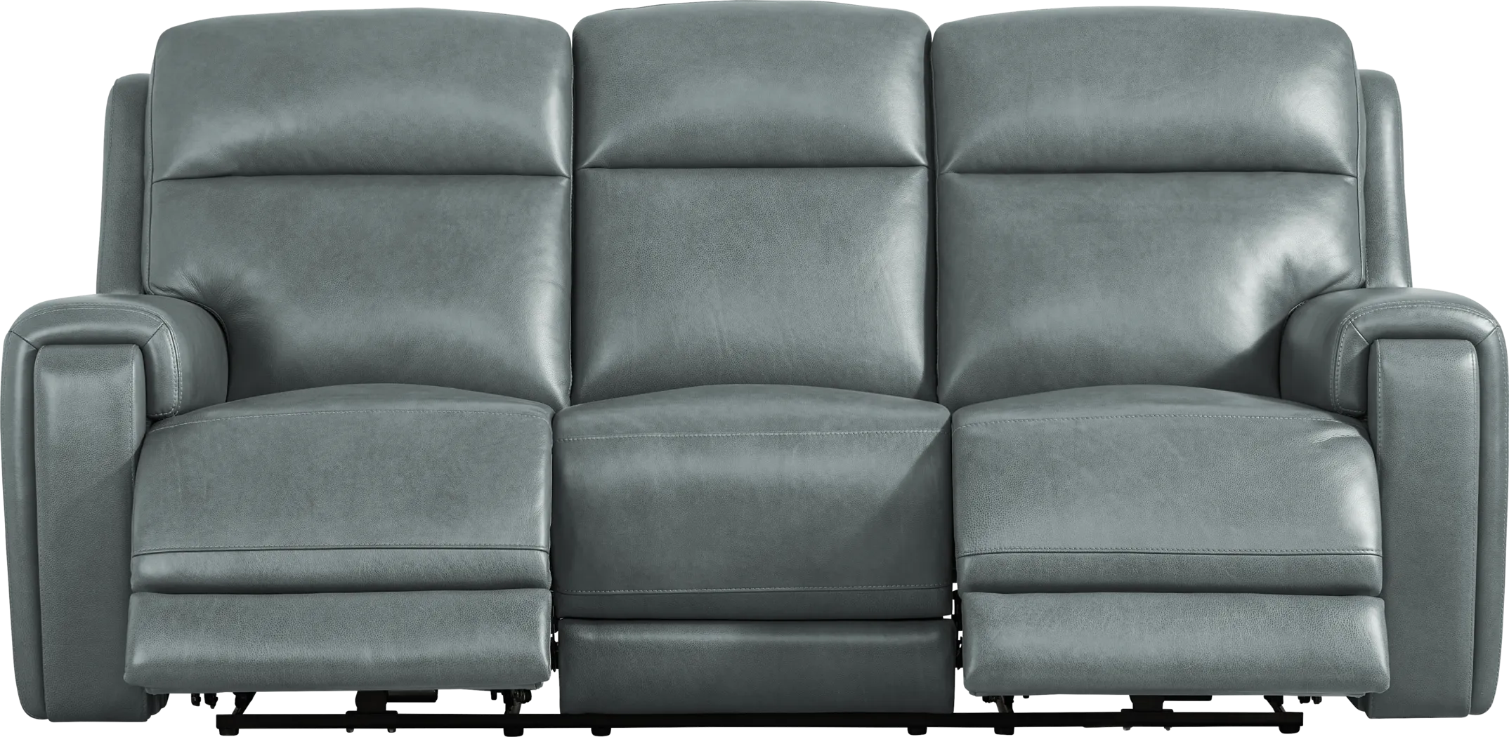 Genesis Blue Leather Dual Power Reclining Sofa - Image 2
