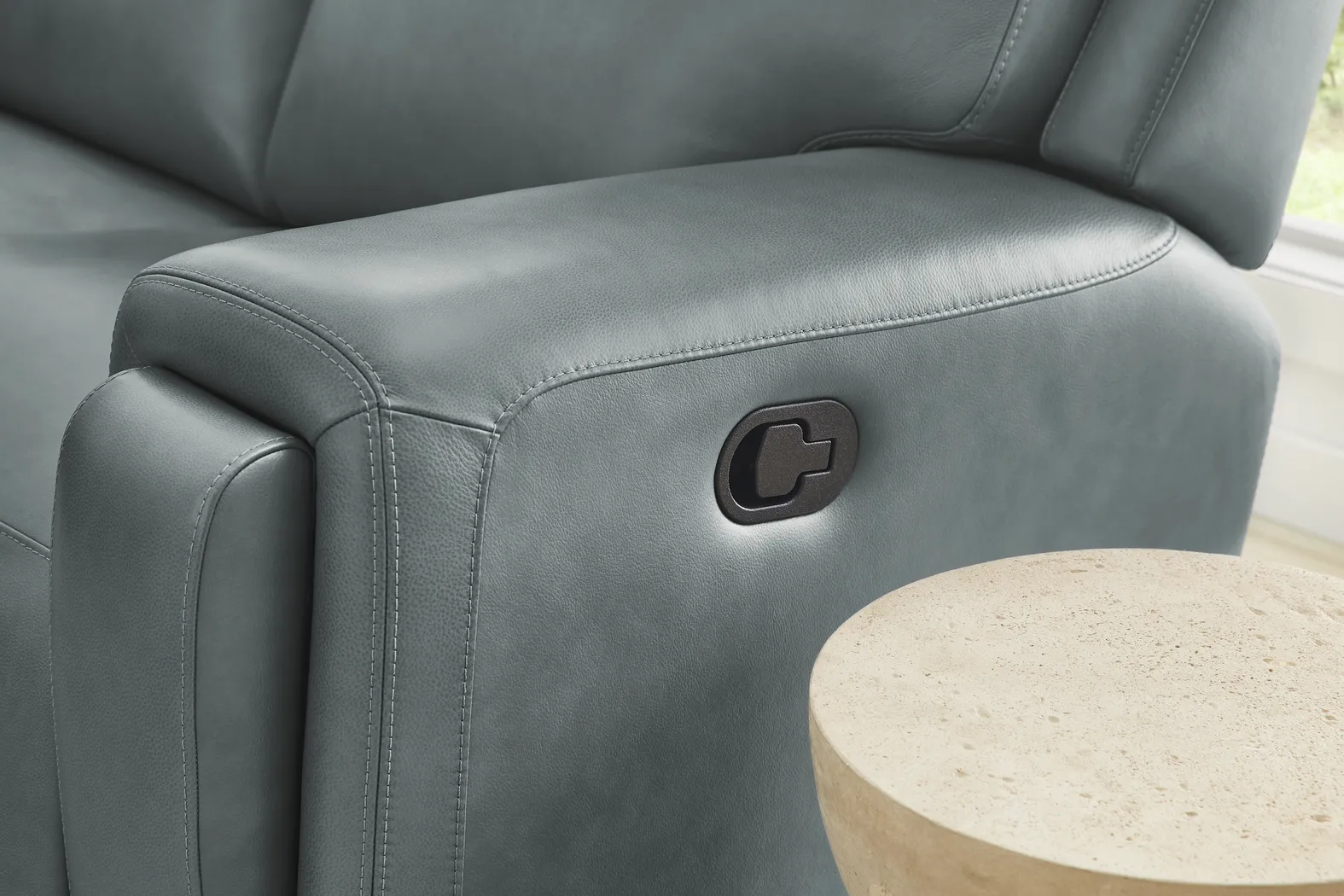 Genesis Blue Leather 2 Pc Reclining Living Room with Dual Power Reclining Sofa - Image 8