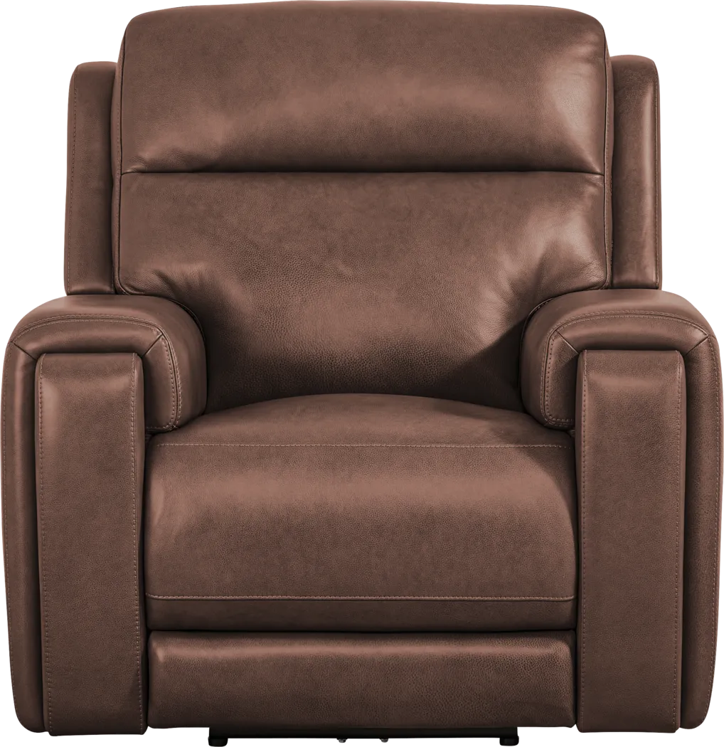 Genesis Brown Leather Dual Power Recliner - Image 3