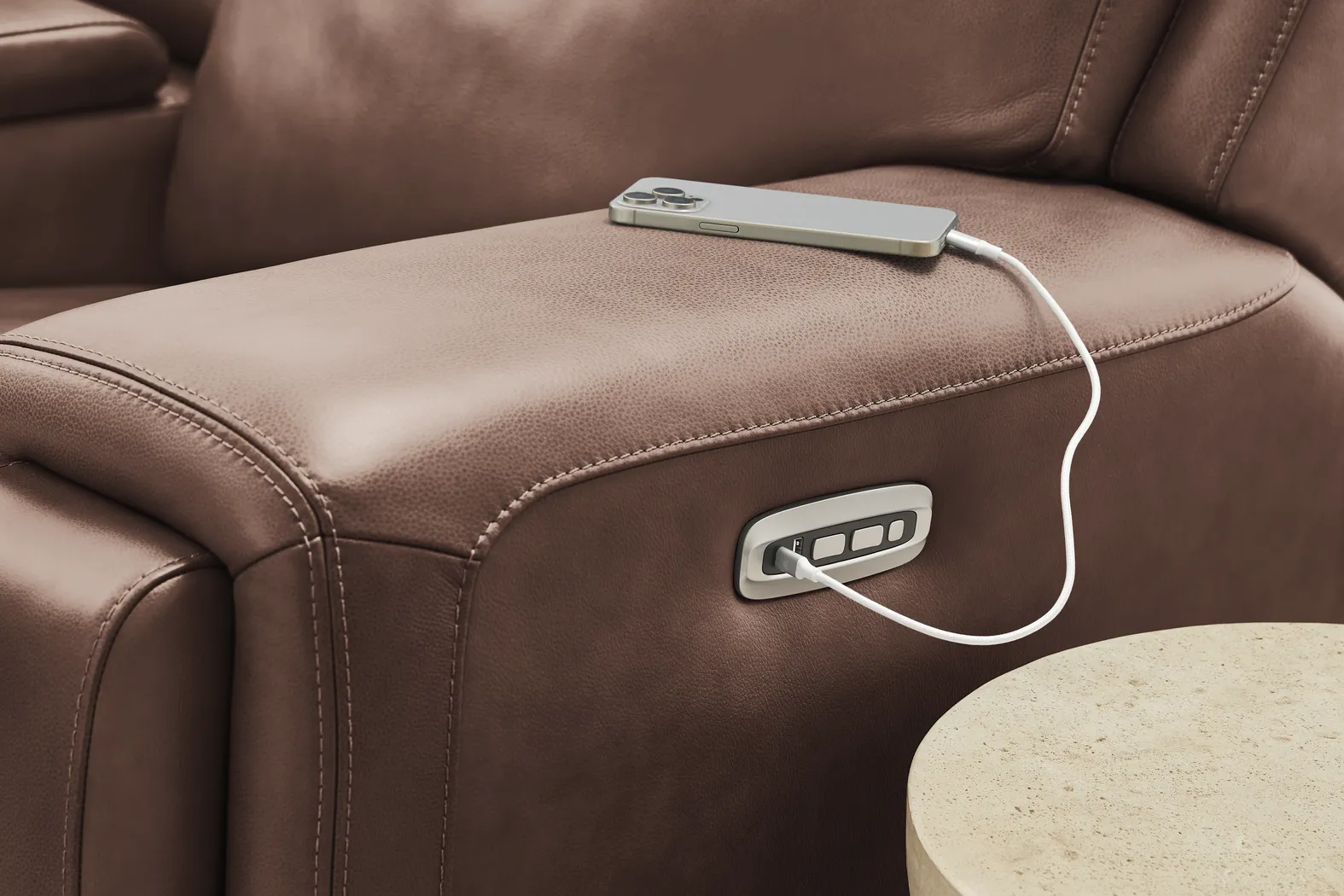 Genesis Brown Leather 2 Pc Dual Power Reclining Living Room - Image 13