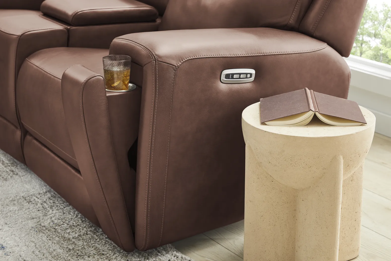 Genesis Brown Leather 2 Pc Dual Power Reclining Living Room - Image 14