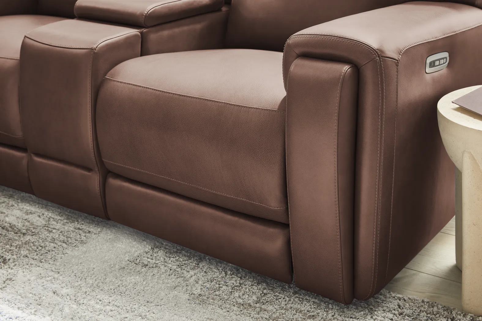Genesis Brown Leather 2 Pc Dual Power Reclining Living Room - Image 15