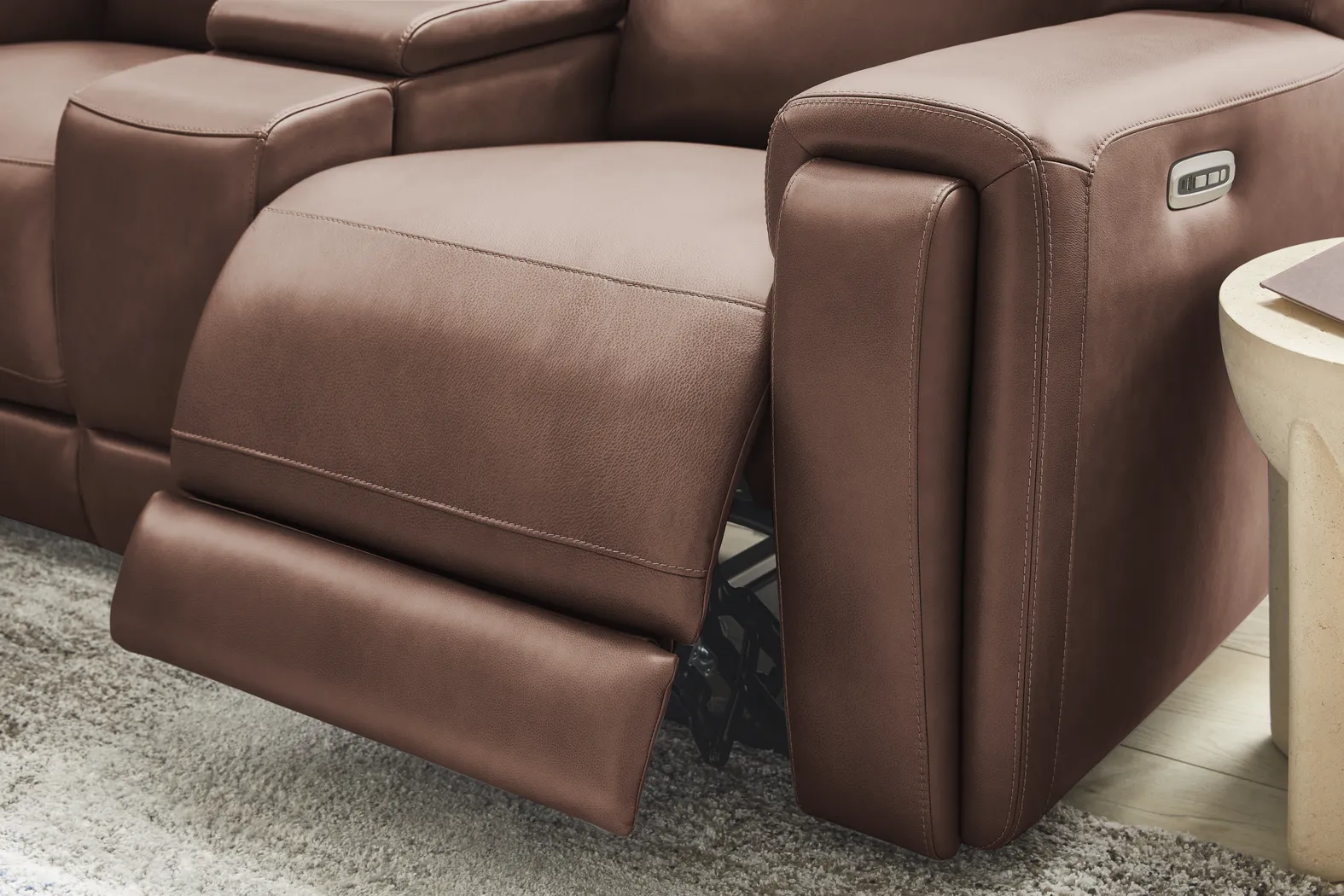 Genesis Brown Leather 2 Pc Dual Power Reclining Living Room - Image 16