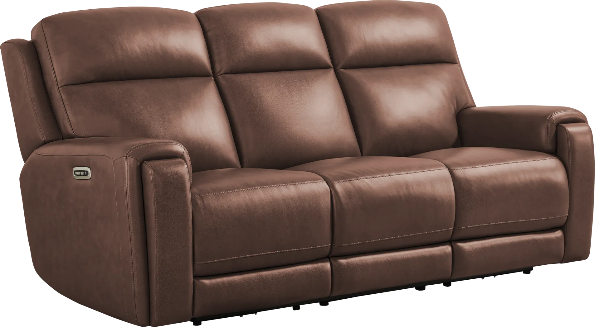 Genesis Brown Leather 2 Pc Reclining Living Room with Dual Power Reclining Sofa - Image 3