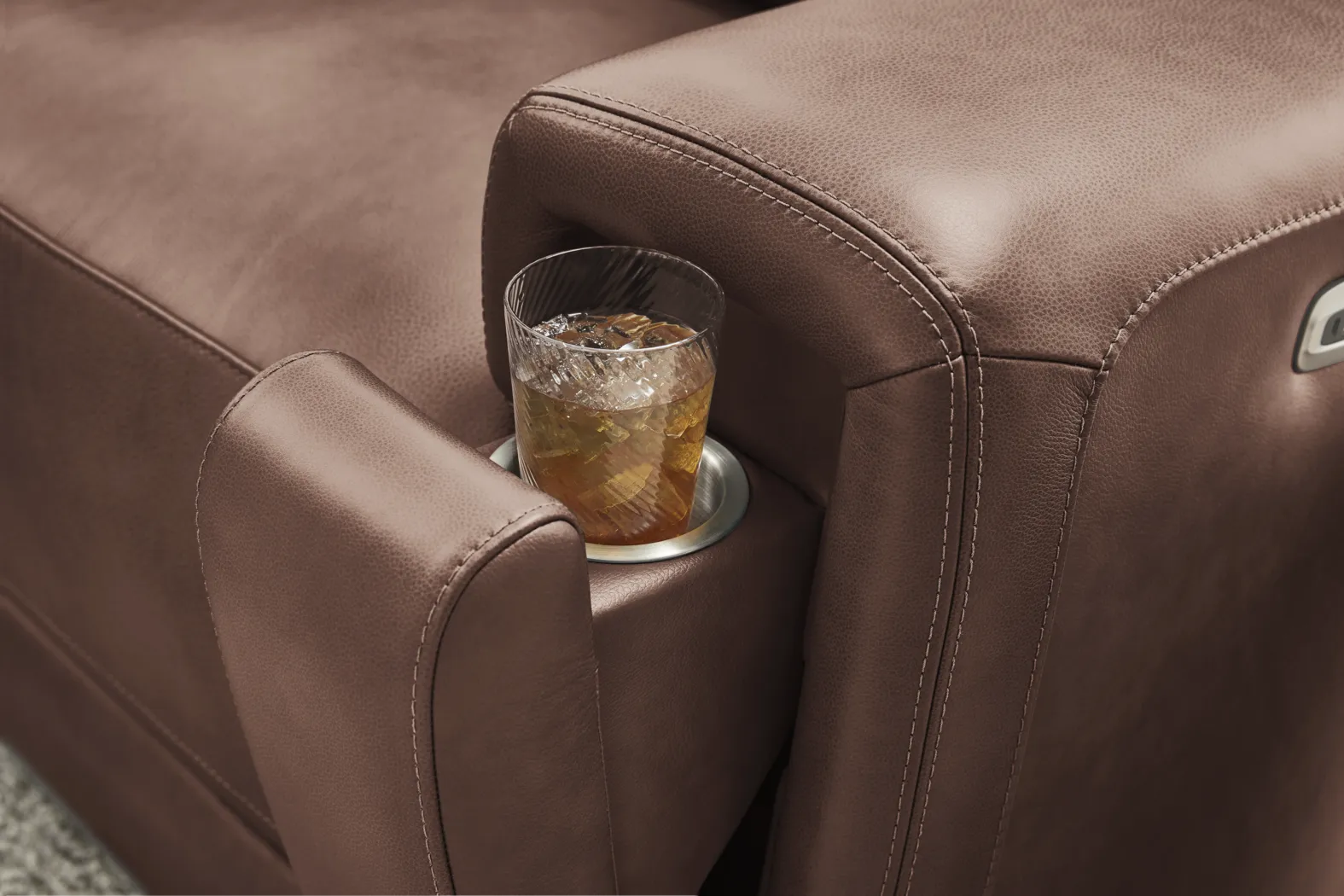 Genesis Brown Leather 2 Pc Reclining Living Room with Dual Power Reclining Sofa - Image 5