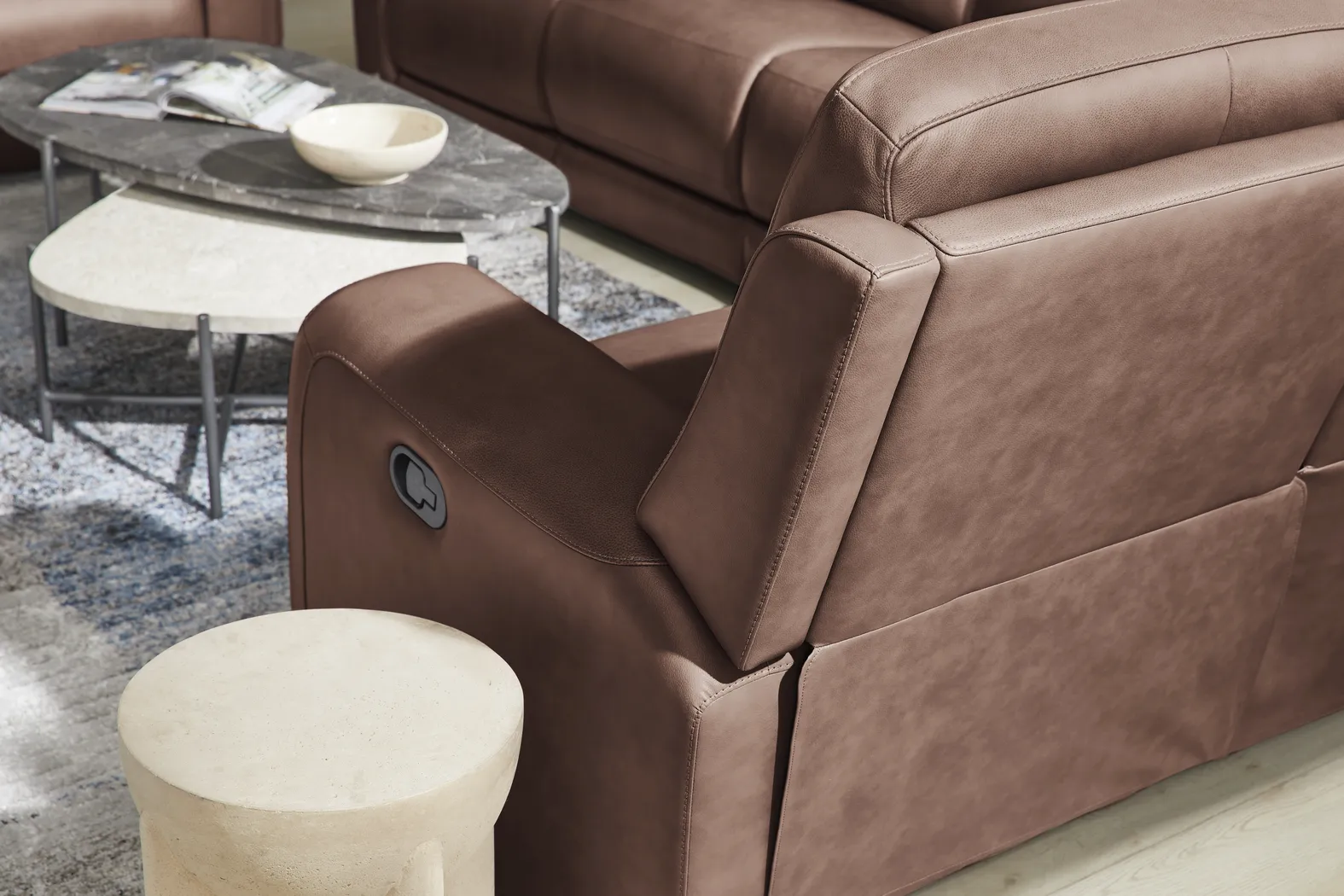 Genesis Brown Leather 2 Pc Reclining Living Room with Dual Power Reclining Sofa - Image 9