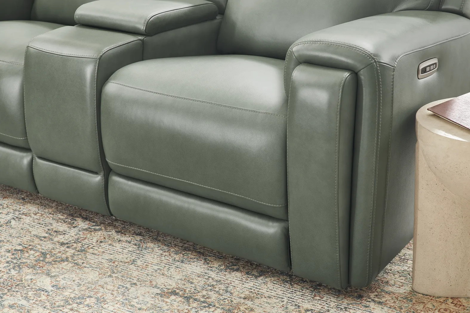 Genesis Green Leather 2 Pc Dual Power Reclining Living Room - Image 15
