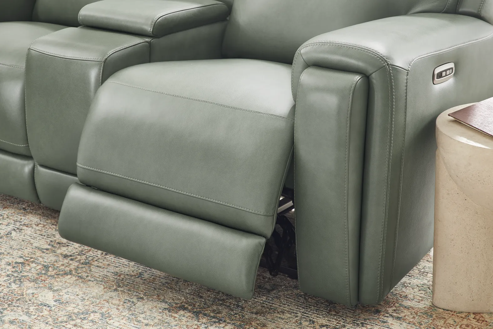 Genesis Green Leather 2 Pc Dual Power Reclining Living Room - Image 16