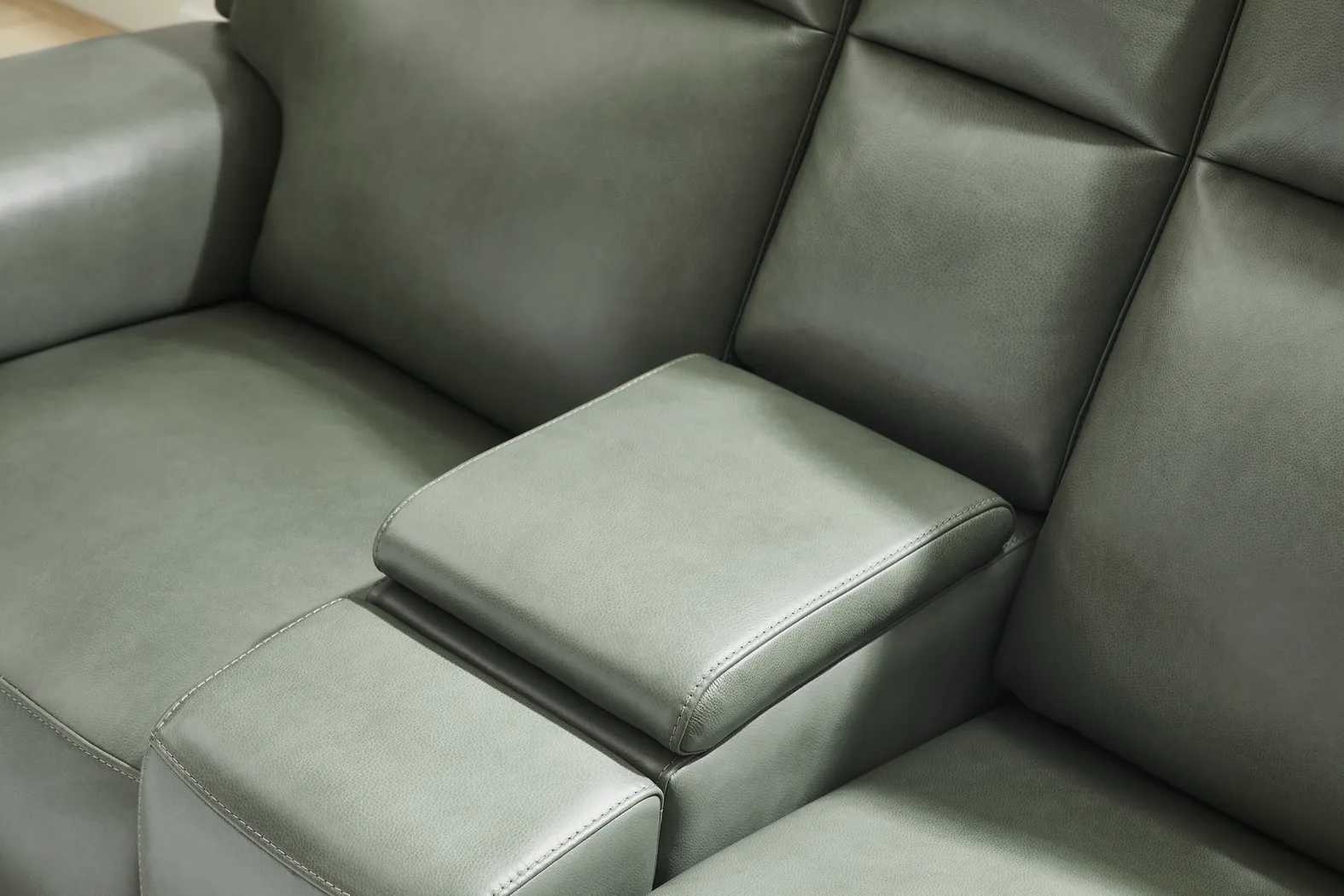 Genesis Green Leather 2 Pc Dual Power Reclining Living Room - Image 10