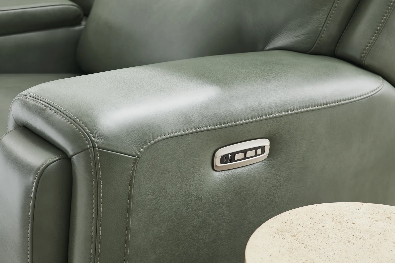 Genesis Green Leather 2 Pc Dual Power Reclining Living Room - Image 12