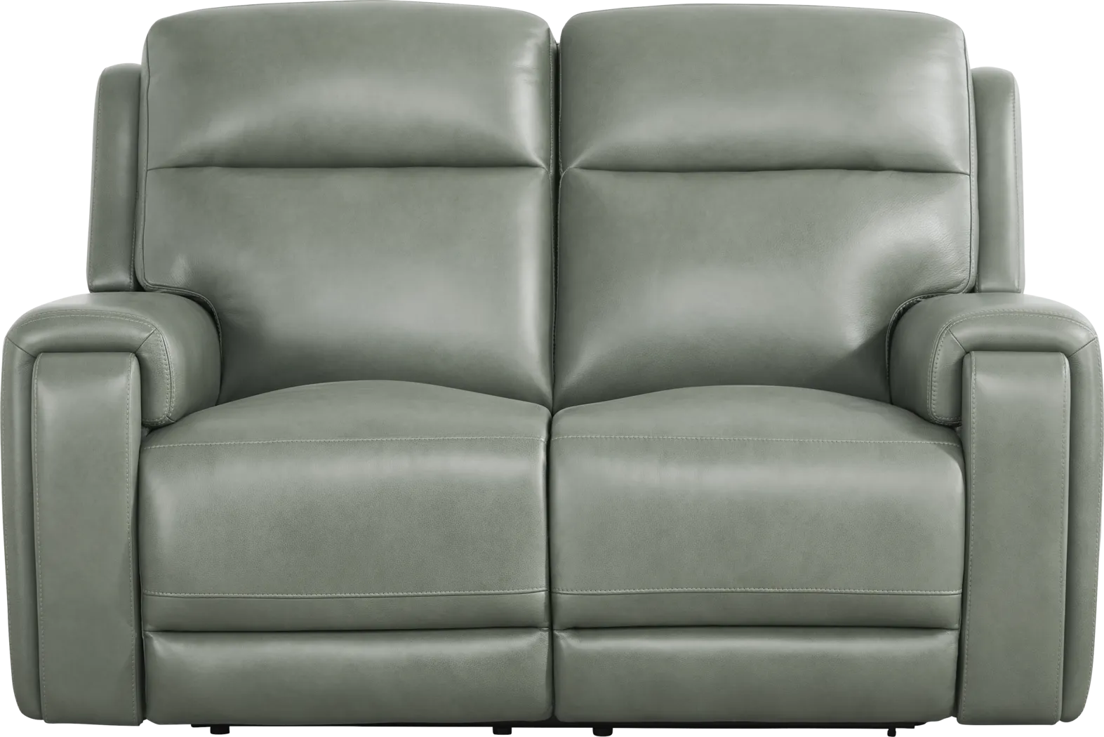 Genesis Green Leather Non-Power Reclining Loveseat - Image 3