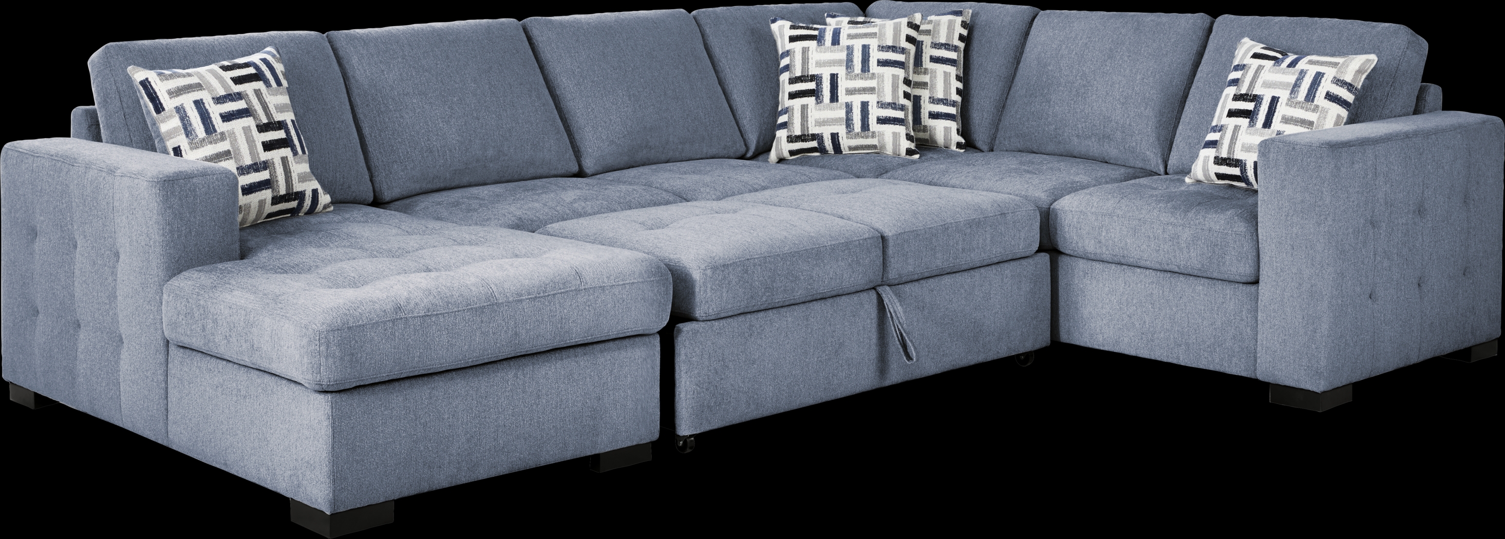 Geneva Blue 3 Pc Sleeper Sectional - Thumbnail - Image 4