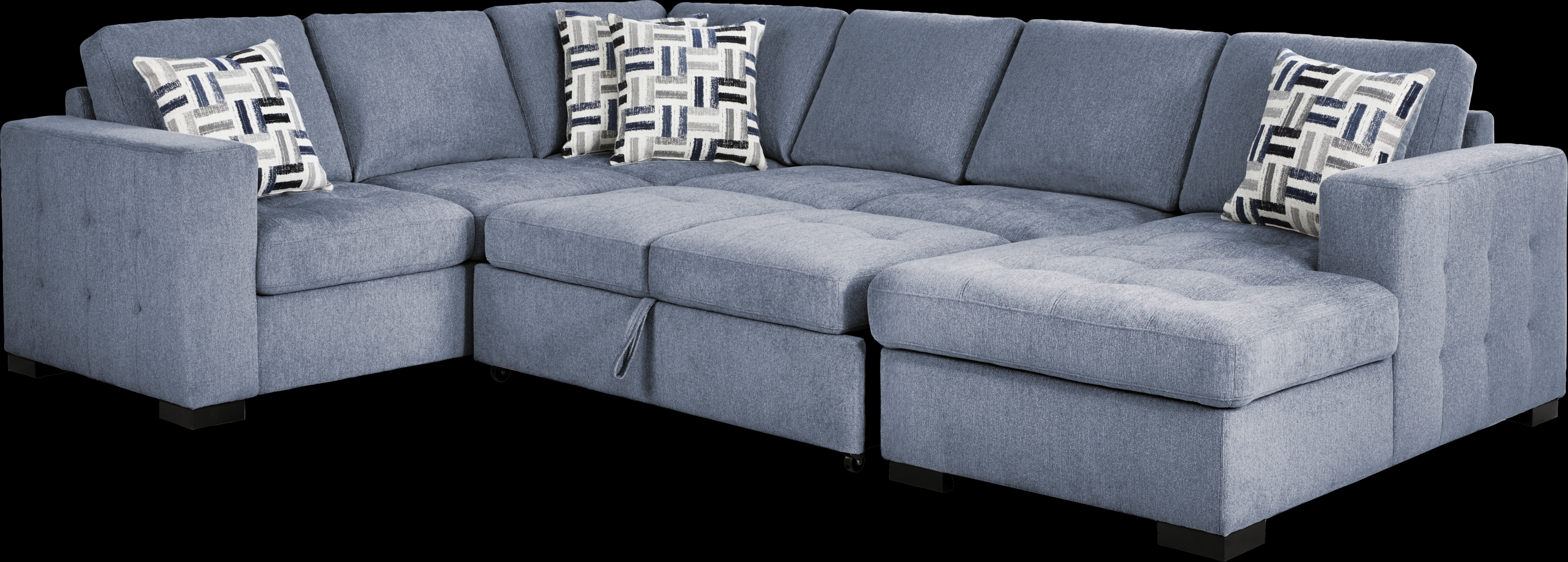 Geneva Blue 3 Pc Sleeper Sectional - Thumbnail - Image 4