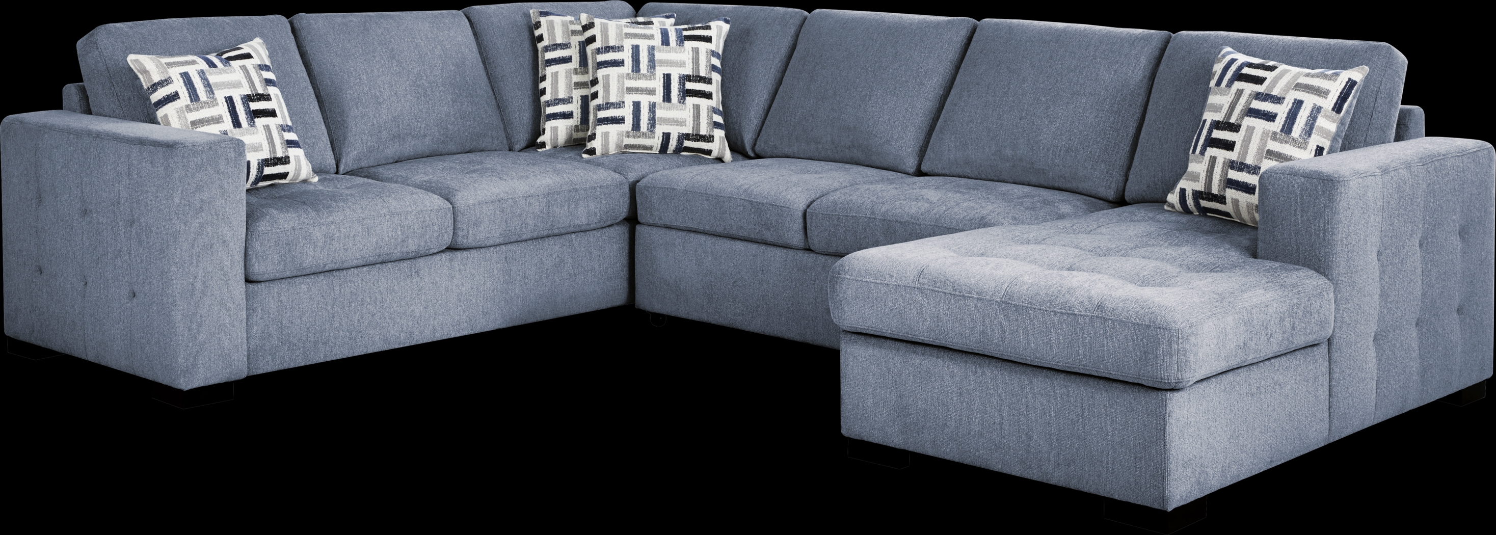 Geneva Blue 3 Pc Sleeper Sectional - Thumbnail - Image 1