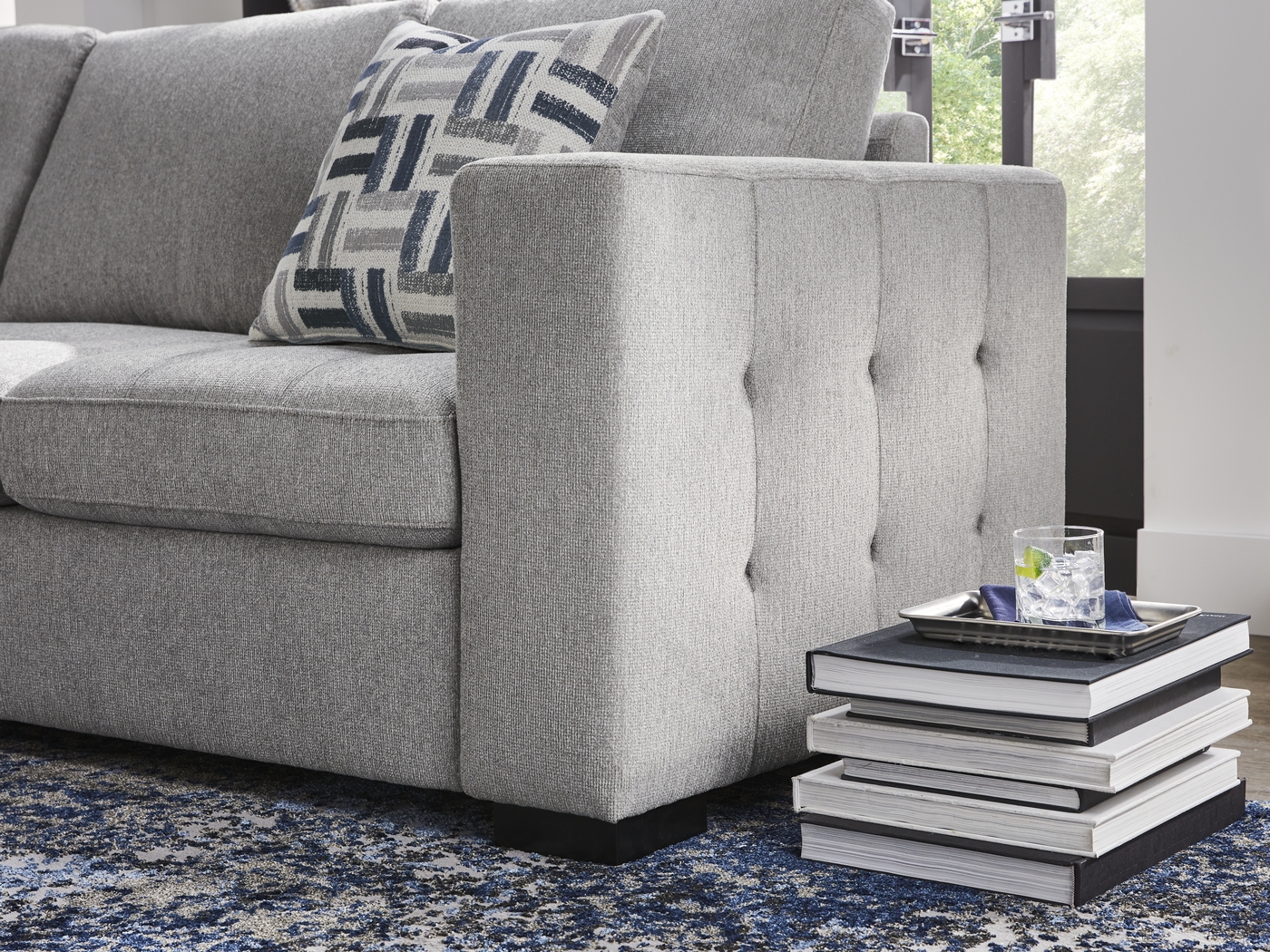 Geneva Gray 5 Pc Sleeper Sectional Living Room - Thumbnail - Image 6