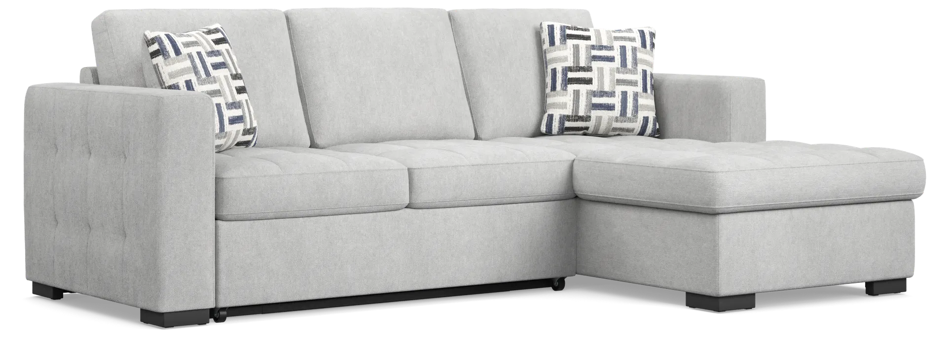 gray 2 pc left arm chaise sleeper sectional