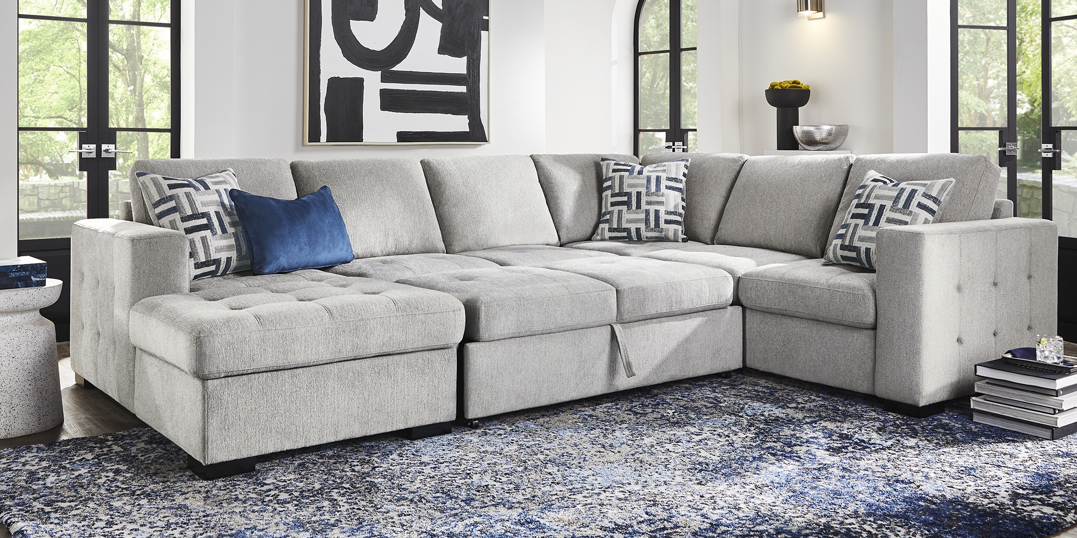Geneva Gray 3 Pc Sleeper Sectional - Thumbnail - Image 3