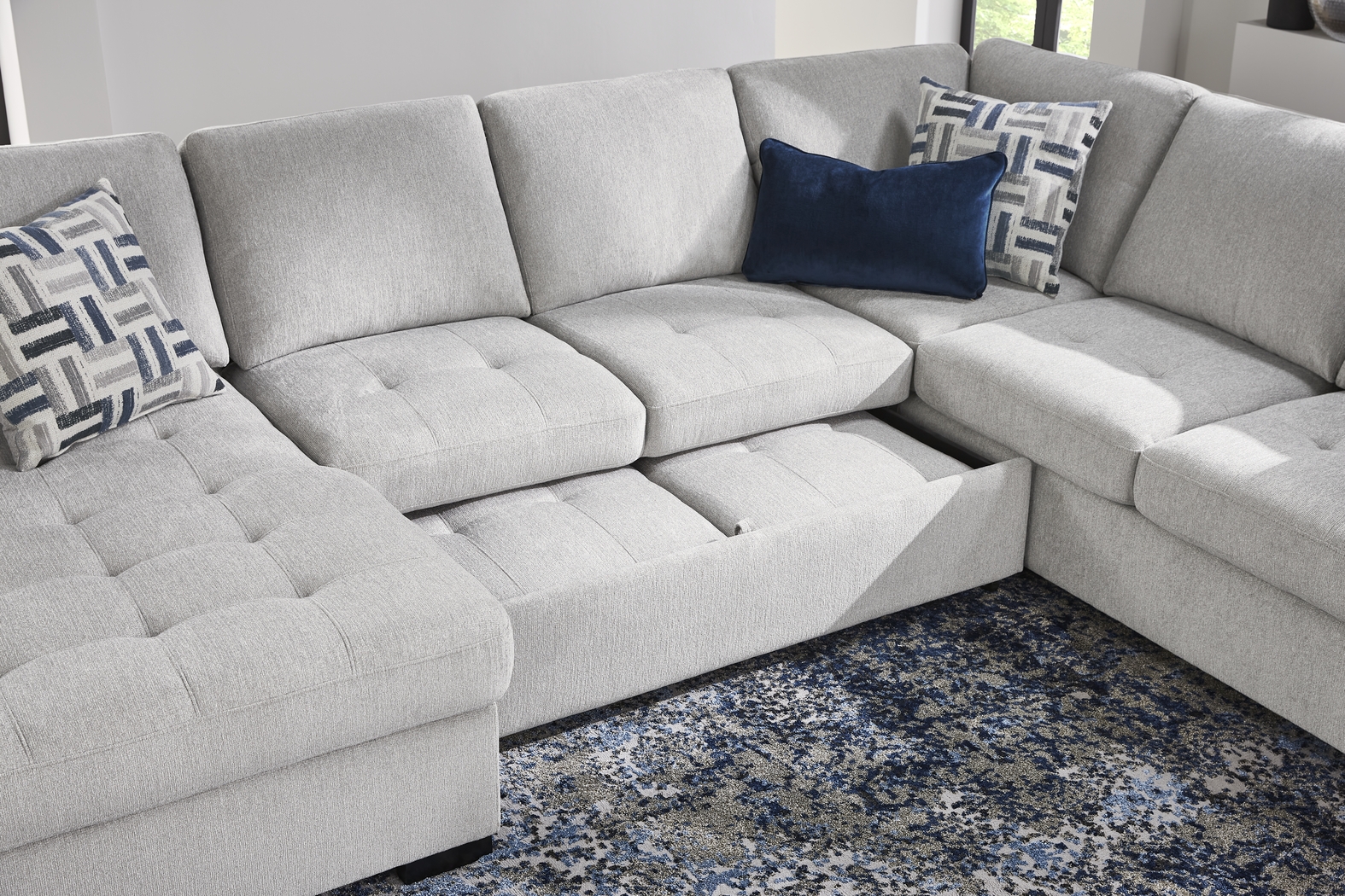 Geneva Gray 6 Pc Sleeper Sectional Living Room - Thumbnail - Image 6